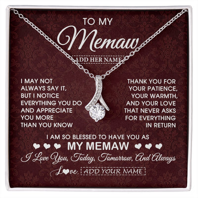 Alluring Beauty Necklace 14K White Gold Finish | 1 | Personalized To My Memaw Gifts From Granddaughter Necklace Meaningful Jewelry Pendant Gifts For Memaw Mothers Day Birthday Christmas Gift Box Message Card | https://siriusteestore.