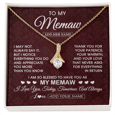 Alluring Beauty Necklace 18K Yellow Gold Finish | 1 | Personalized To My Memaw Gifts From Granddaughter Necklace Meaningful Jewelry Pendant Gifts For Memaw Mothers Day Birthday Christmas Gift Box Message Card | https://siriusteestore.