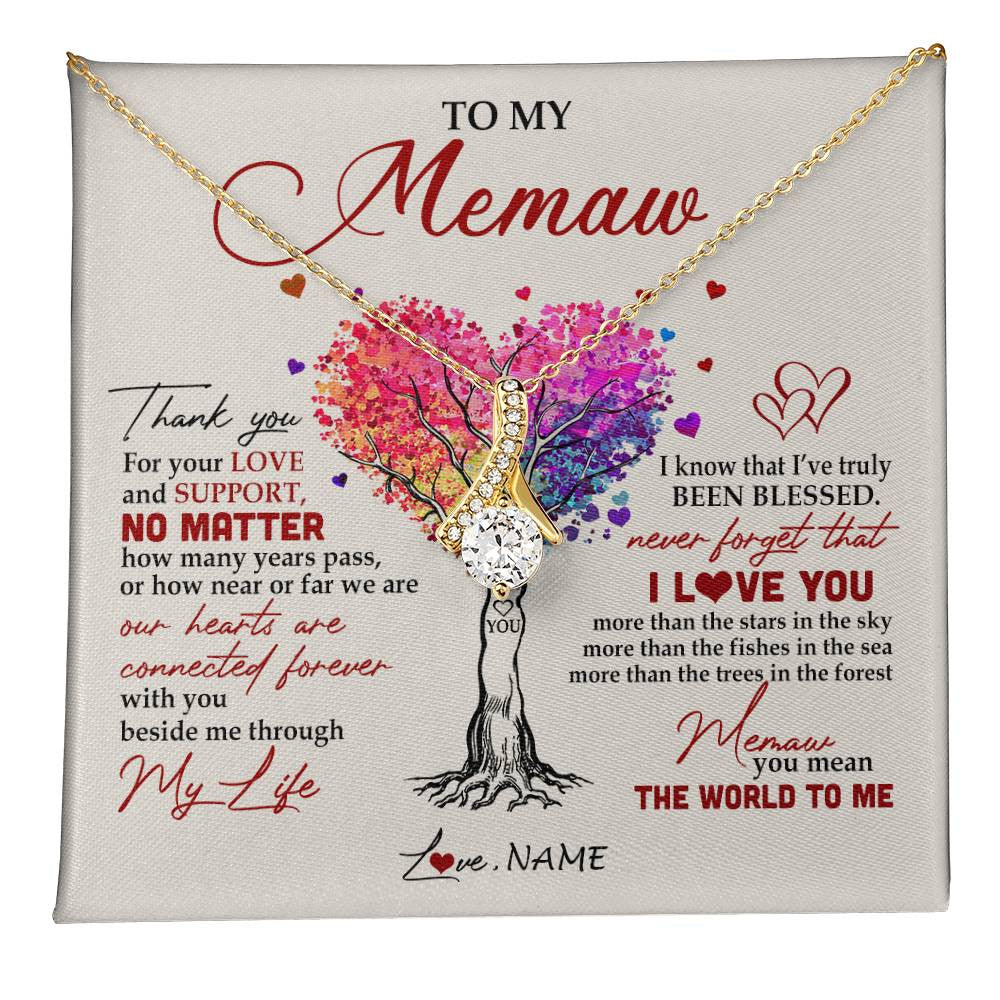 Alluring Beauty Necklace 18K Yellow Gold Finish | 1 | Personalized To My Memaw Necklace From Grandkids Never Forget That I Love You You Mean The World Memaw Birthday Mothers Day Jewelry Customized Gift Box Message Card | siriusteestore
