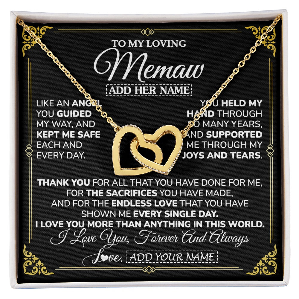 Interlocking Hearts Necklace 18K Yellow Gold Finish | 1 | Personalized To My Memaw Necklace Gifts Meaningful Gift To Memaw From Granddaughter Without You There Is No Me Mothers Day Birthday Gift Box Message Card | https://siriusteestore.