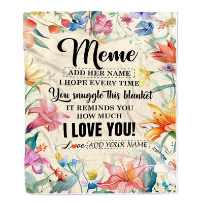 Personalized To My Meme Blanket From Granddaughter Grandson Floral I Love You Great Meme Birthday Gifts Mothers Day Christmas Customized Fleece Blanket | siriusteestore