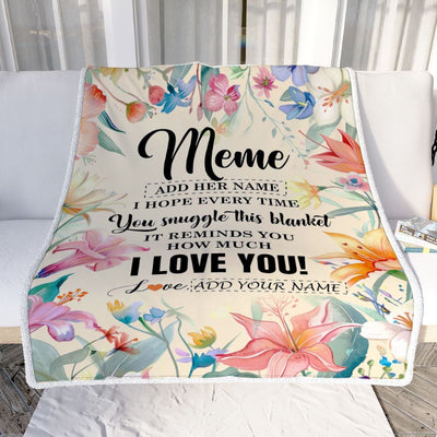Personalized To My Meme Blanket From Granddaughter Grandson Floral I Love You Great Meme Birthday Gifts Mothers Day Christmas Customized Fleece Blanket | siriusteestore