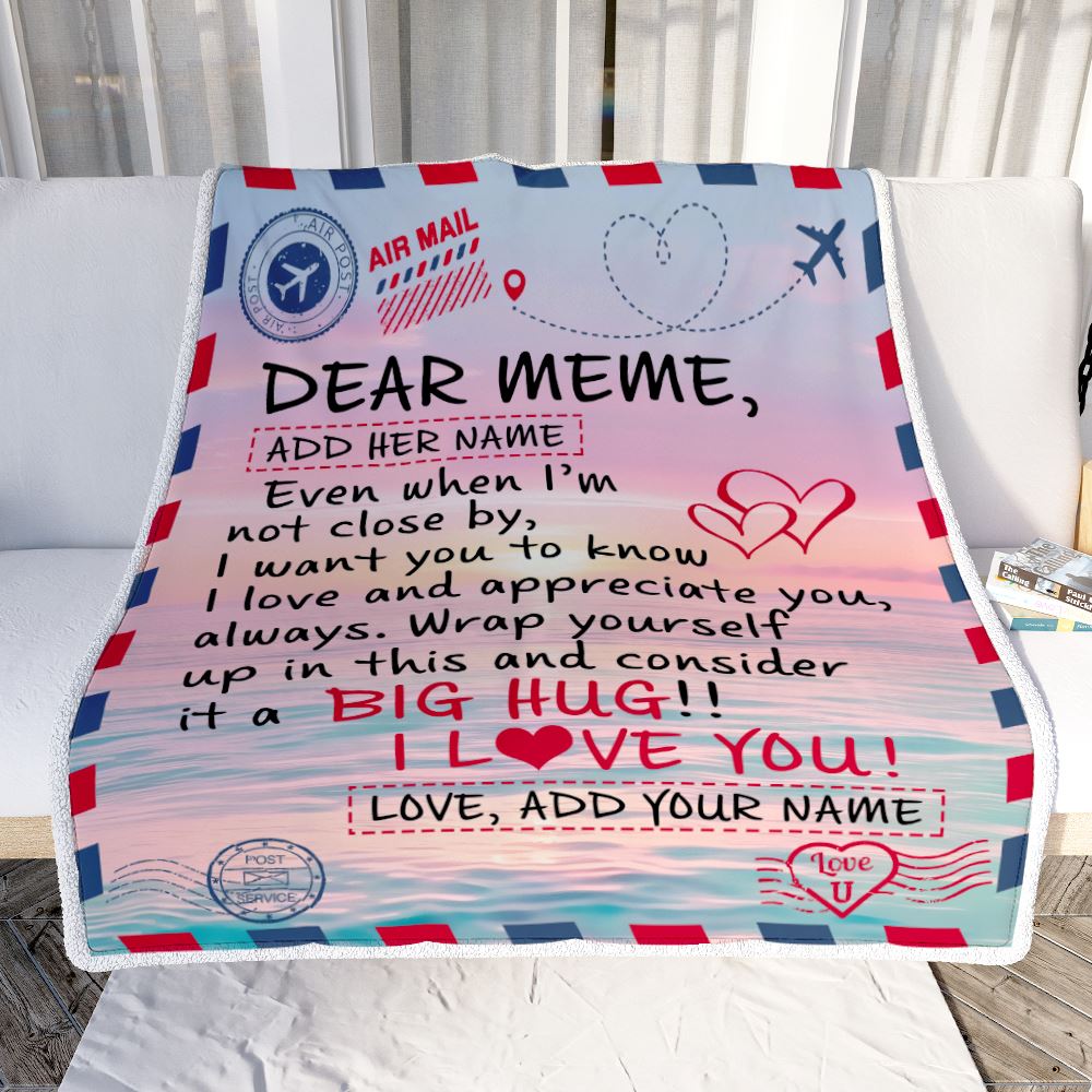 Personalized To My Meme Blanket From Granddaughter Grandson Letter Mail To Meme Gifts Happy Birthday Gifts Mothers Day Christmas Custom Name Fleece Blanket | siriusteestore