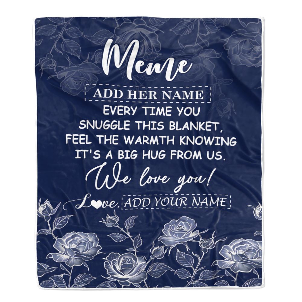 Personalized To My Meme Gifts Blanket From Granddaughter Grandson Blue Flower Love You Birthday Gifts For Meme Mothers Day Christmas Meme Fleece Blanket | siriusteestore