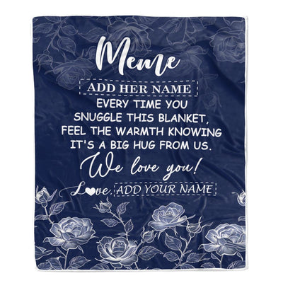 Personalized To My Meme Gifts Blanket From Granddaughter Grandson Blue Flower Love You Birthday Gifts For Meme Mothers Day Christmas Meme Fleece Blanket | siriusteestore