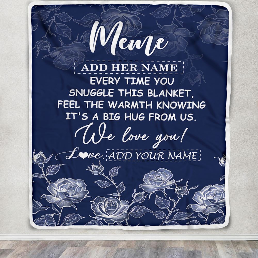 Personalized To My Meme Gifts Blanket From Granddaughter Grandson Blue Flower Love You Birthday Gifts For Meme Mothers Day Christmas Meme Fleece Blanket | siriusteestore