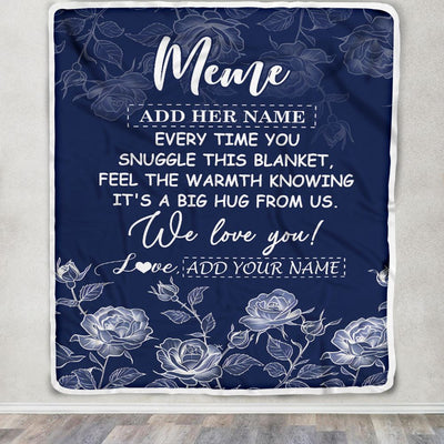 Personalized To My Meme Gifts Blanket From Granddaughter Grandson Blue Flower Love You Birthday Gifts For Meme Mothers Day Christmas Meme Fleece Blanket | siriusteestore
