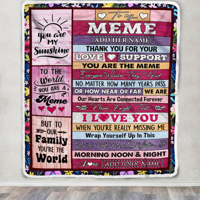 Personalized To My Meme Gifts Blanket From Granddaughter Grandson Wood You Are The Meme Birthday Gifts Mothers Day Christmas Customized Fleece Blanket | siriusteestore