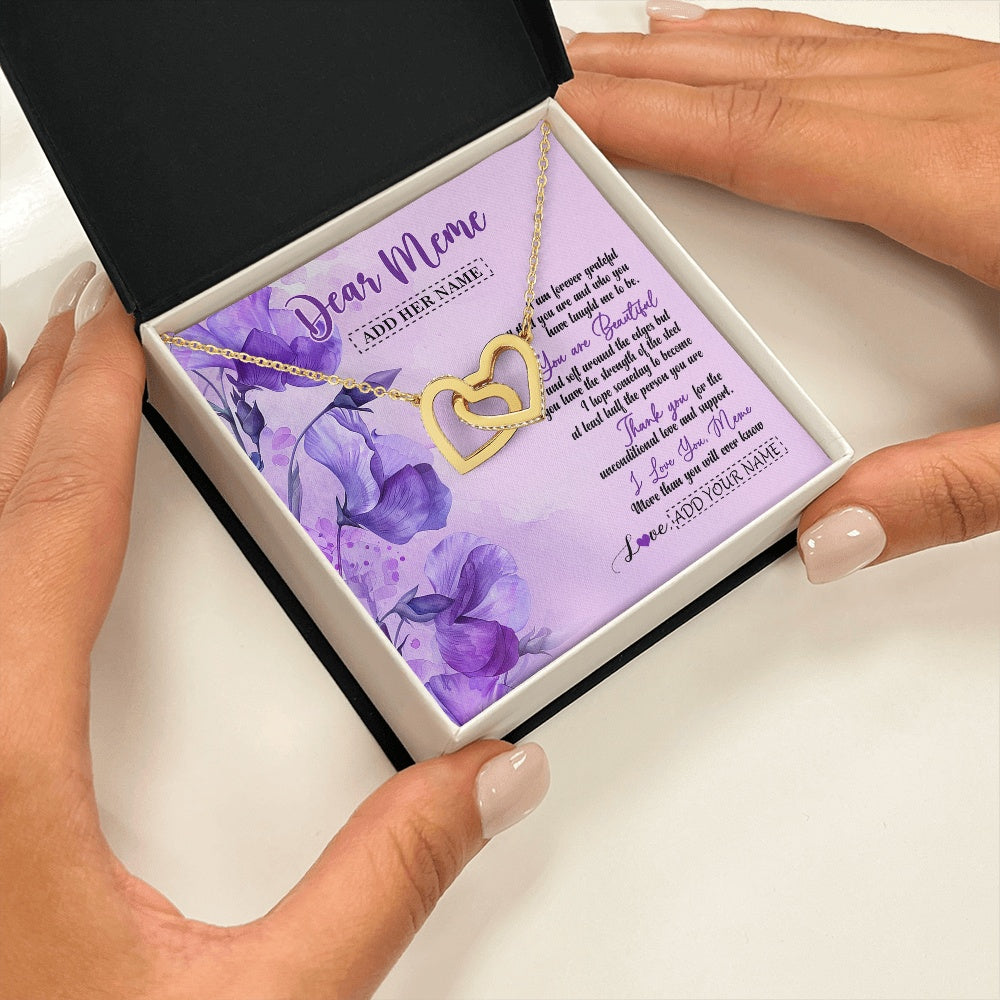 Interlocking Hearts Necklace 18K Yellow Gold Finish | 2 | Personalized To My Meme Gifts From Granddaughter Necklace Flower You Are Beautiful Gifts For Meme Mothers Day Birthday Christmas Custom Gift Box Message Card | siriusteestore.myshopify