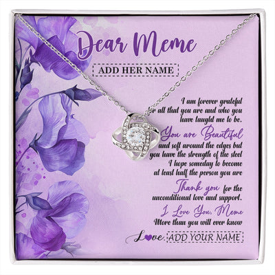Love Knot Necklace 14K White Gold Finish | 1 | Personalized To My Meme Gifts From Granddaughter Necklace Flower You Are Beautiful Gifts For Meme Mothers Day Birthday Christmas Custom Gift Box Message Card | siriusteestore.myshopify