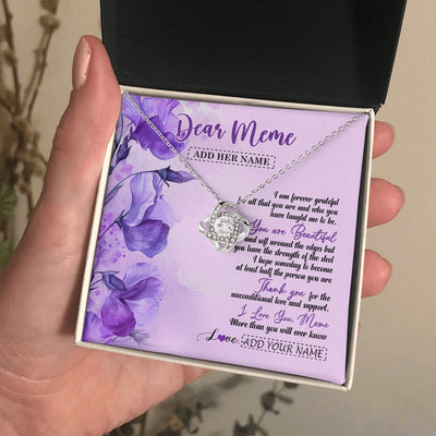 Love Knot Necklace 14K White Gold Finish | 2 | Personalized To My Meme Gifts From Granddaughter Necklace Flower You Are Beautiful Gifts For Meme Mothers Day Birthday Christmas Custom Gift Box Message Card | siriusteestore.myshopify