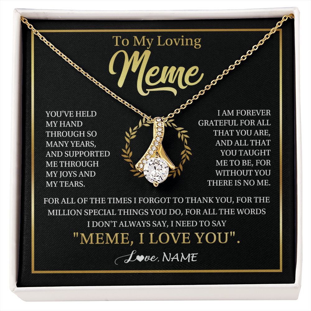 Alluring Beauty Necklace 18K Yellow Gold Finish | 1 | Personalized To My Meme Gifts Necklace From Granddaughter Grandson Grateful Thank You Meme Birthday Mothers Day Christmas Customized Gift Box Message Card | siriusteestore