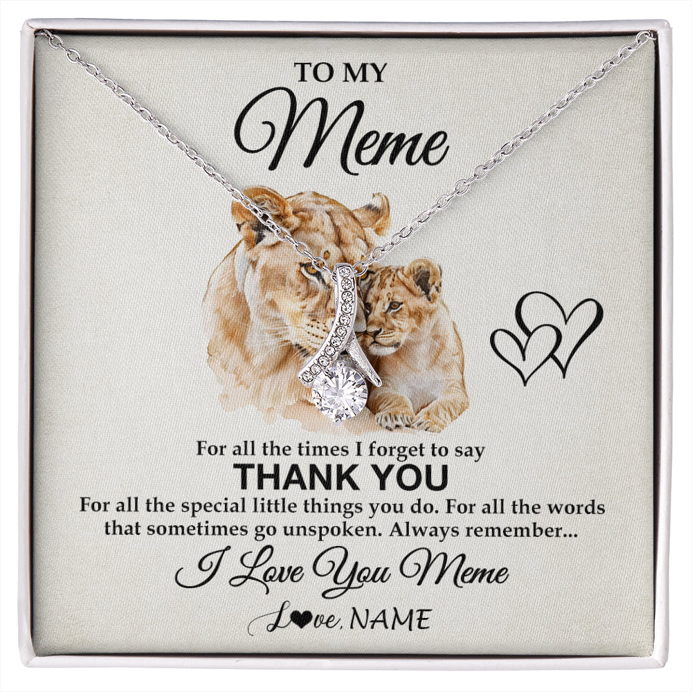 Alluring Beauty Necklace 14K White Gold Finish | 1 | Personalized To My Meme Necklace From Granddaughter Thank You Lion Meme Gift For Mothers Day Birthday Gift Christmas For Meme Customized Gift Box Message Card | siriusteestore