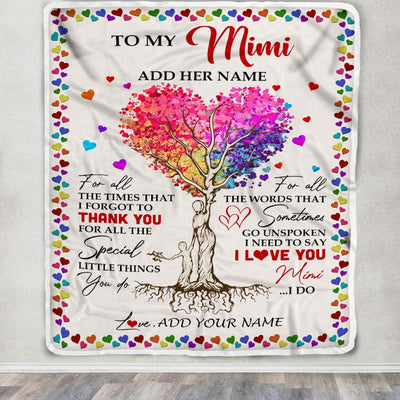 Personalized To My Mimi Blanket From Grandkids Grandson Colorful Tree Thank You For All Mimi Birthday Gifts Mothers Day Christmas Customized Fleece Blanket | siriusteestore