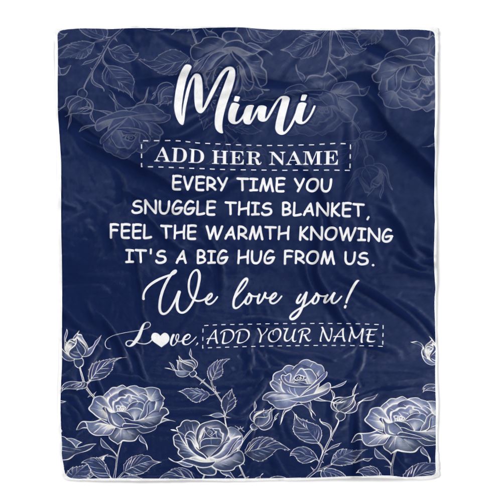 Personalized To My Mimi Gifts Blanket From Granddaughter Grandson Blue Flower Love You Birthday Gifts For Mimi Mothers Day Christmas Mimi Fleece Blanket | siriusteestore
