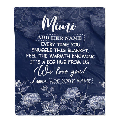 Personalized To My Mimi Gifts Blanket From Granddaughter Grandson Blue Flower Love You Birthday Gifts For Mimi Mothers Day Christmas Mimi Fleece Blanket | siriusteestore