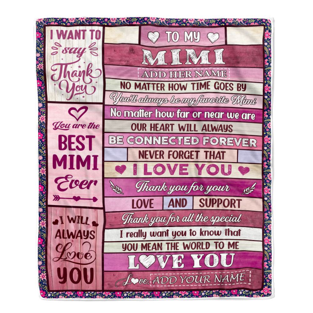 Personalized To My Mimi Gifts Blanket From Granddaughter Grandson Wood My Favorite Mimi Birthday Gifts Mothers Day Christmas Customized Fleece Blanket | siriusteestore