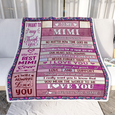 Personalized To My Mimi Gifts Blanket From Granddaughter Grandson Wood My Favorite Mimi Birthday Gifts Mothers Day Christmas Customized Fleece Blanket | siriusteestore