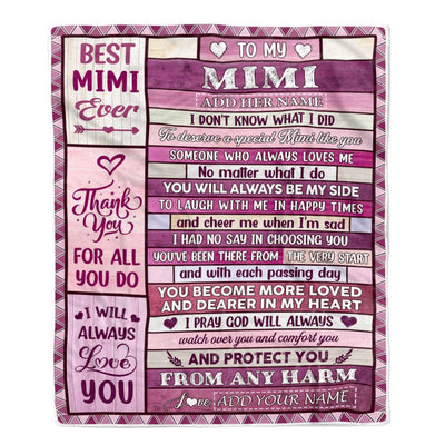 Personalized To My Mimi Gifts Blanket From Granddaughter Grandson Wood Thank You For All Gifts For Mimi Mothers Day Birthday Christmas Custom Fleece Blanket | siriusteestore