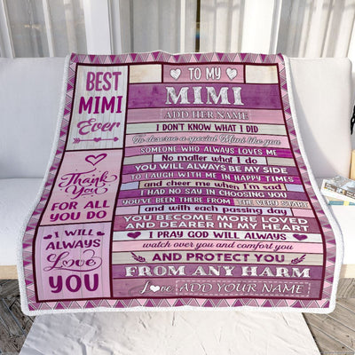 Personalized To My Mimi Gifts Blanket From Granddaughter Grandson Wood Thank You For All Gifts For Mimi Mothers Day Birthday Christmas Custom Fleece Blanket | siriusteestore
