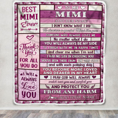 Personalized To My Mimi Gifts Blanket From Granddaughter Grandson Wood Thank You For All Gifts For Mimi Mothers Day Birthday Christmas Custom Fleece Blanket | siriusteestore