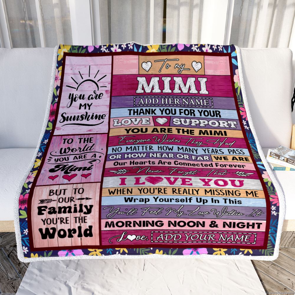 Personalized To My Mimi Gifts Blanket From Granddaughter Grandson Wood You Are The Mimi Birthday Gifts Mothers Day Christmas Customized Fleece Blanket | siriusteestore