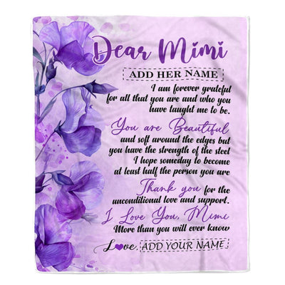 Personalized To My Mimi Gifts From Granddaughter Grandson Blanket Flower You Are Beautiful Gifts For Mimi Mothers Day Birthday Christmas Custom Fleece Blanket | siriusteestore
