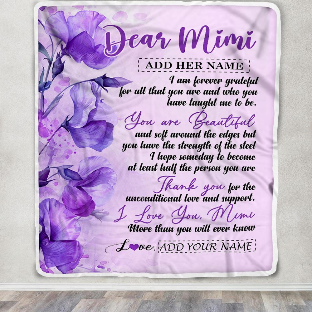 Personalized To My Mimi Gifts From Granddaughter Grandson Blanket Flower You Are Beautiful Gifts For Mimi Mothers Day Birthday Christmas Custom Fleece Blanket | siriusteestore