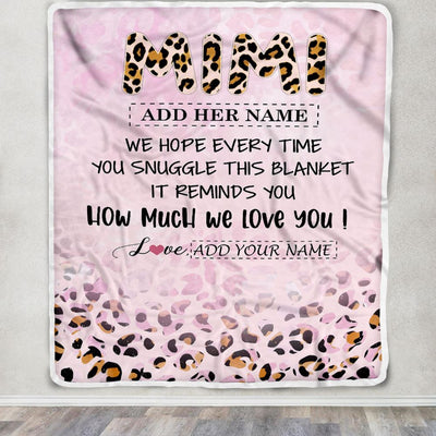 Personalized To My Mimi Gifts From Granddaughter Grandson Blanket Pink Leopard Happy Birthday Gifts For Mimi Mothers Day Christmas Customized Fleece Blanket | siriusteestore