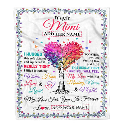 Personalized To My Mimi Gifts From Granddaughter Grandson Hugged Blanket Birthday Gifts For Mimi Mothers Day Thanksgiving Christmas Customized Fleece Blanket | siriusteestore