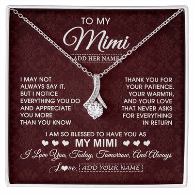 Alluring Beauty Necklace 14K White Gold Finish | 1 | Personalized To My Mimi Gifts From Granddaughter Necklace Meaningful Jewelry Pendant Gifts For Mimi Mothers Day Birthday Christmas Custom Gift Box Message Card | https://siriusteestore.