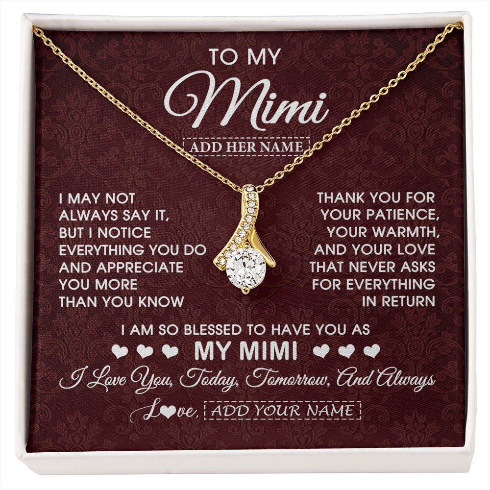 Alluring Beauty Necklace 18K Yellow Gold Finish | 1 | Personalized To My Mimi Gifts From Granddaughter Necklace Meaningful Jewelry Pendant Gifts For Mimi Mothers Day Birthday Christmas Custom Gift Box Message Card | https://siriusteestore.
