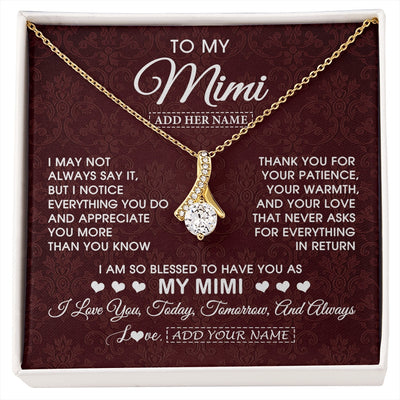 Alluring Beauty Necklace 18K Yellow Gold Finish | 1 | Personalized To My Mimi Gifts From Granddaughter Necklace Meaningful Jewelry Pendant Gifts For Mimi Mothers Day Birthday Christmas Custom Gift Box Message Card | https://siriusteestore.