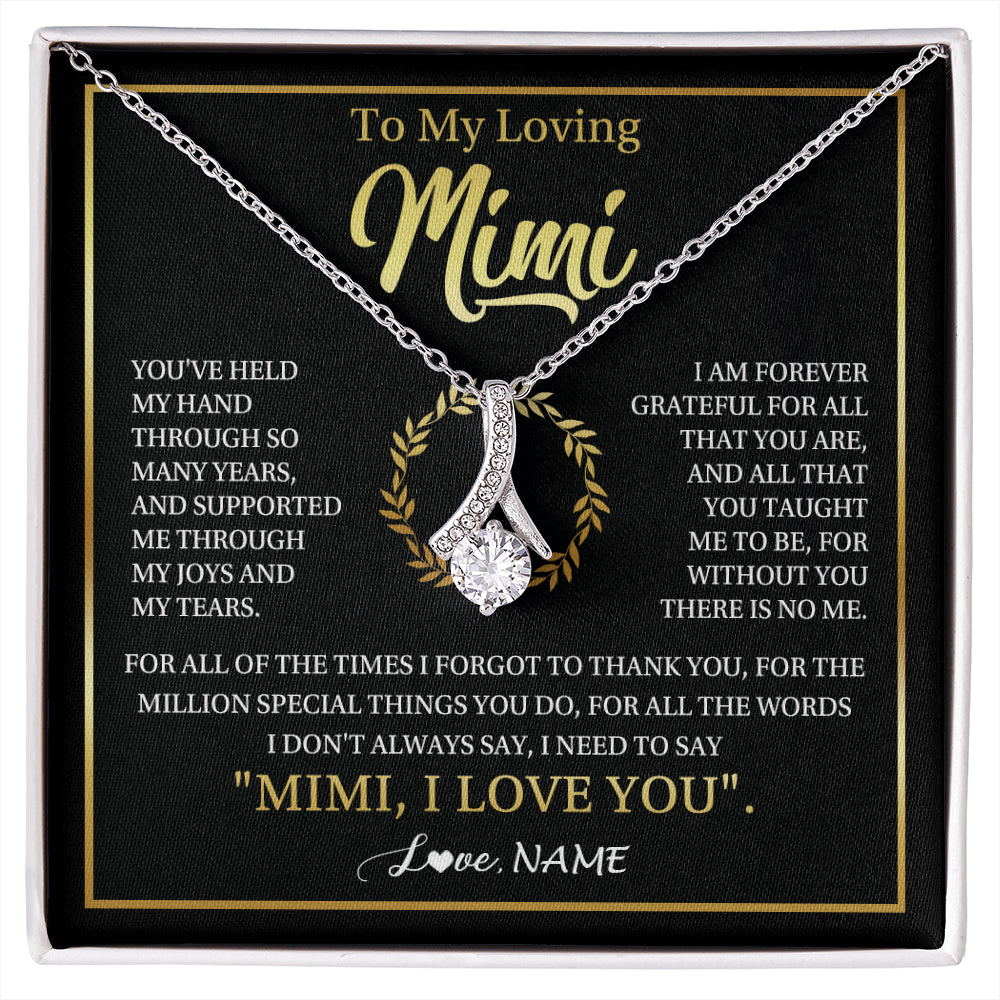 Alluring Beauty Necklace 14K White Gold Finish | 1 | Personalized To My Mimi Gifts Necklace From Granddaughter Grandson Grateful Thank You Mimi Birthday Mothers Day Christmas Customized Gift Box Message Card | siriusteestore