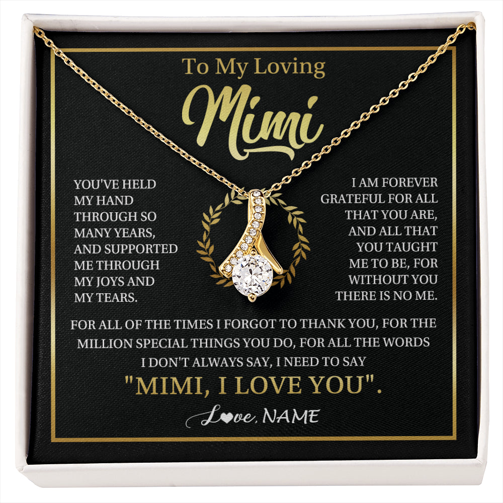 Alluring Beauty Necklace 18K Yellow Gold Finish | 1 | Personalized To My Mimi Gifts Necklace From Granddaughter Grandson Grateful Thank You Mimi Birthday Mothers Day Christmas Customized Gift Box Message Card | siriusteestore