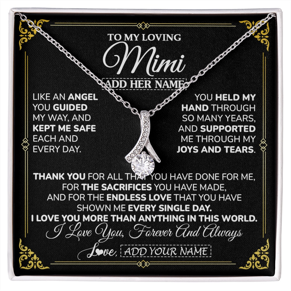 Alluring Beauty Necklace 14K White Gold Finish | 1 | Personalized To My Mimi Necklace Gifts Meaningful Gift To Mimi From Granddaughter Without You There Is No Me Mothers Day Birthday Custom Gift Box Message Card | https://siriusteestore.