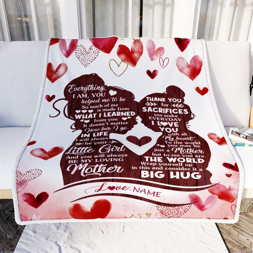 Personalized To My Mom Blanket From Daughter I Love You With All My Heart Thank You Mom Mother Birthday Mothers Day Christmas Customized Fleece Throw Blanket | siriusteestore