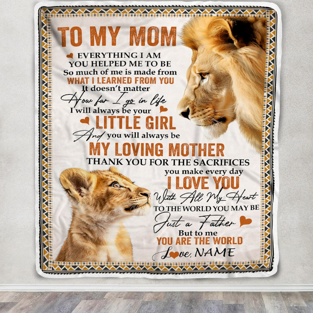 Personalized To My Mom Blanket From Daughter Lion My Loving Father I Love You Mom Mother's Day Birthday Thanksgiving Christmas Customized Fleece Blanket | siriusteestore