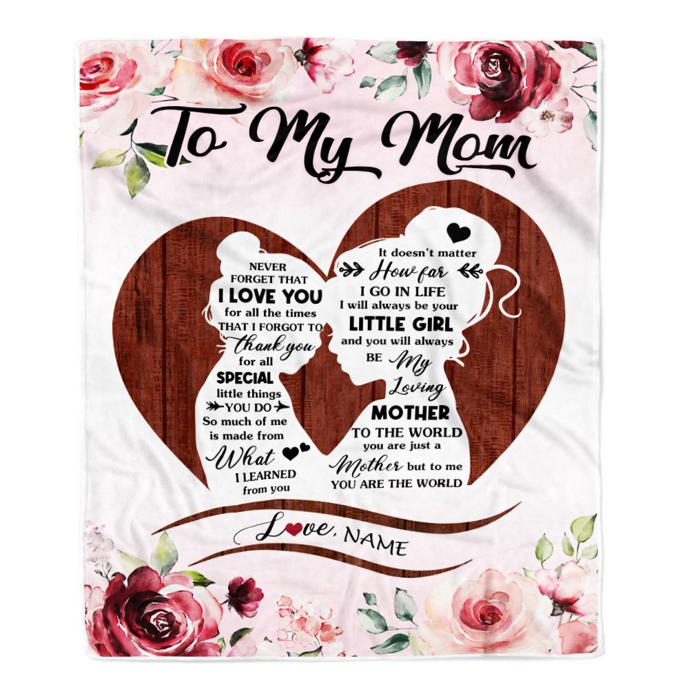 Personalized To My Mom Blanket From Daughter Never Forget I Love You Heart Flower Mom Mother Birthday Mothers Day Christmas Customized Bed Fleece Throw Blanket | siriusteestore