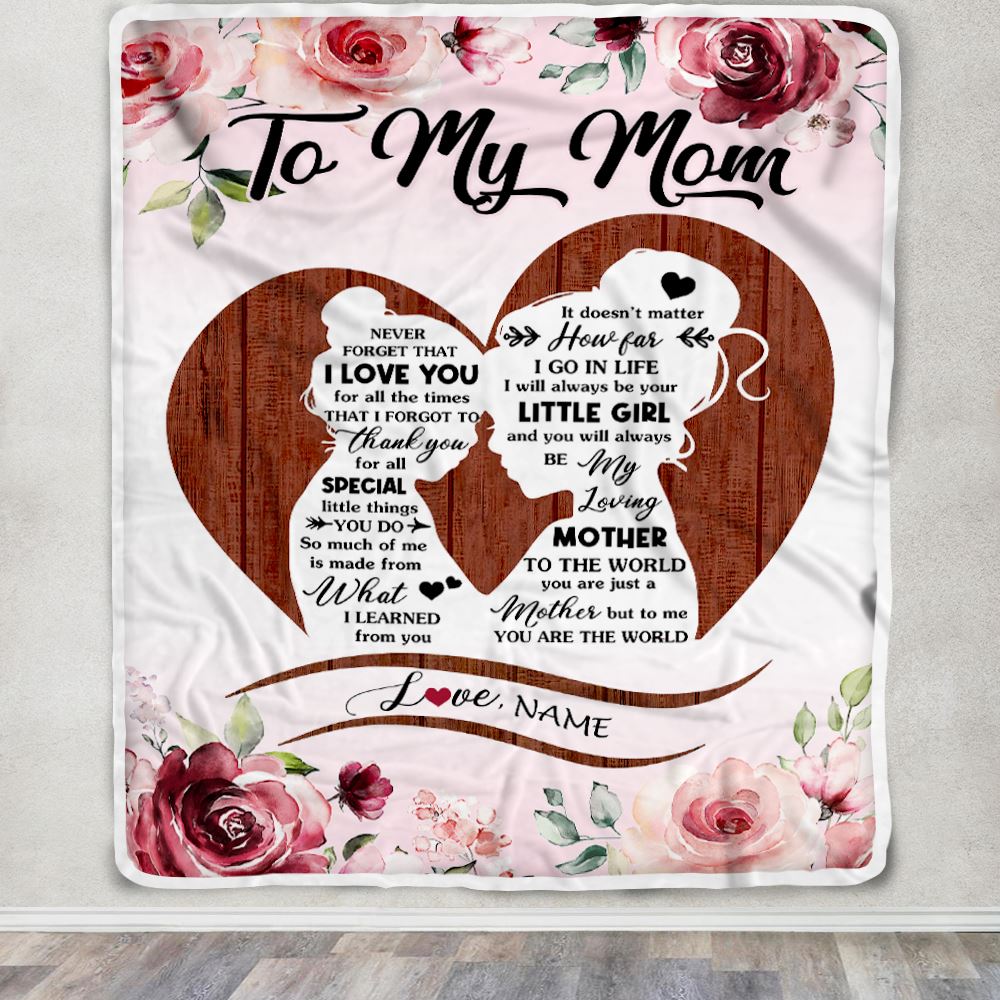 Personalized To My Mom Blanket From Daughter Never Forget I Love You Heart Flower Mom Mother Birthday Mothers Day Christmas Customized Bed Fleece Throw Blanket | siriusteestore