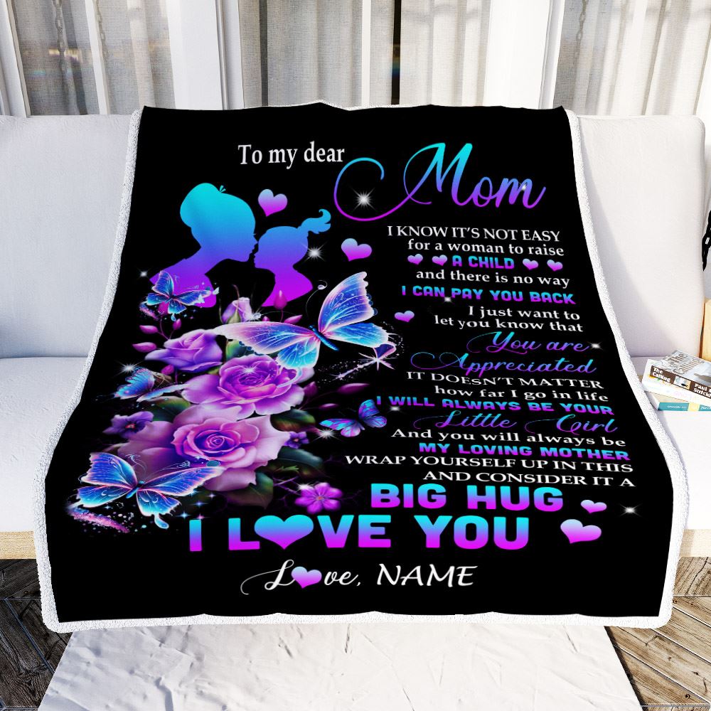 Personalized To My Mom Blanket From Daughter Rose Butterfly You Are Appriciated Mom Mother Birthday Mothers Day Christmas Customized Fleece Throw Blanket | siriusteestore