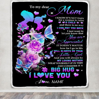 Personalized To My Mom Blanket From Daughter Rose Butterfly You Are Appriciated Mom Mother Birthday Mothers Day Christmas Customized Fleece Throw Blanket | siriusteestore