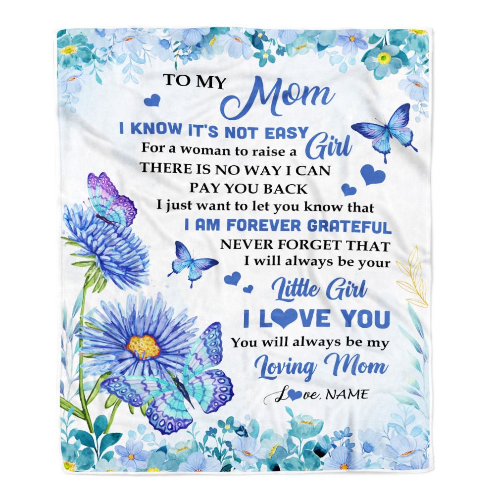 Personalized To My Mom Blanket From Daughter Son Butterfly I Am Forever Grateful Mom Mother Birthday Mothers Day Christmas Customized Fleece Throw Blanket | siriusteestore