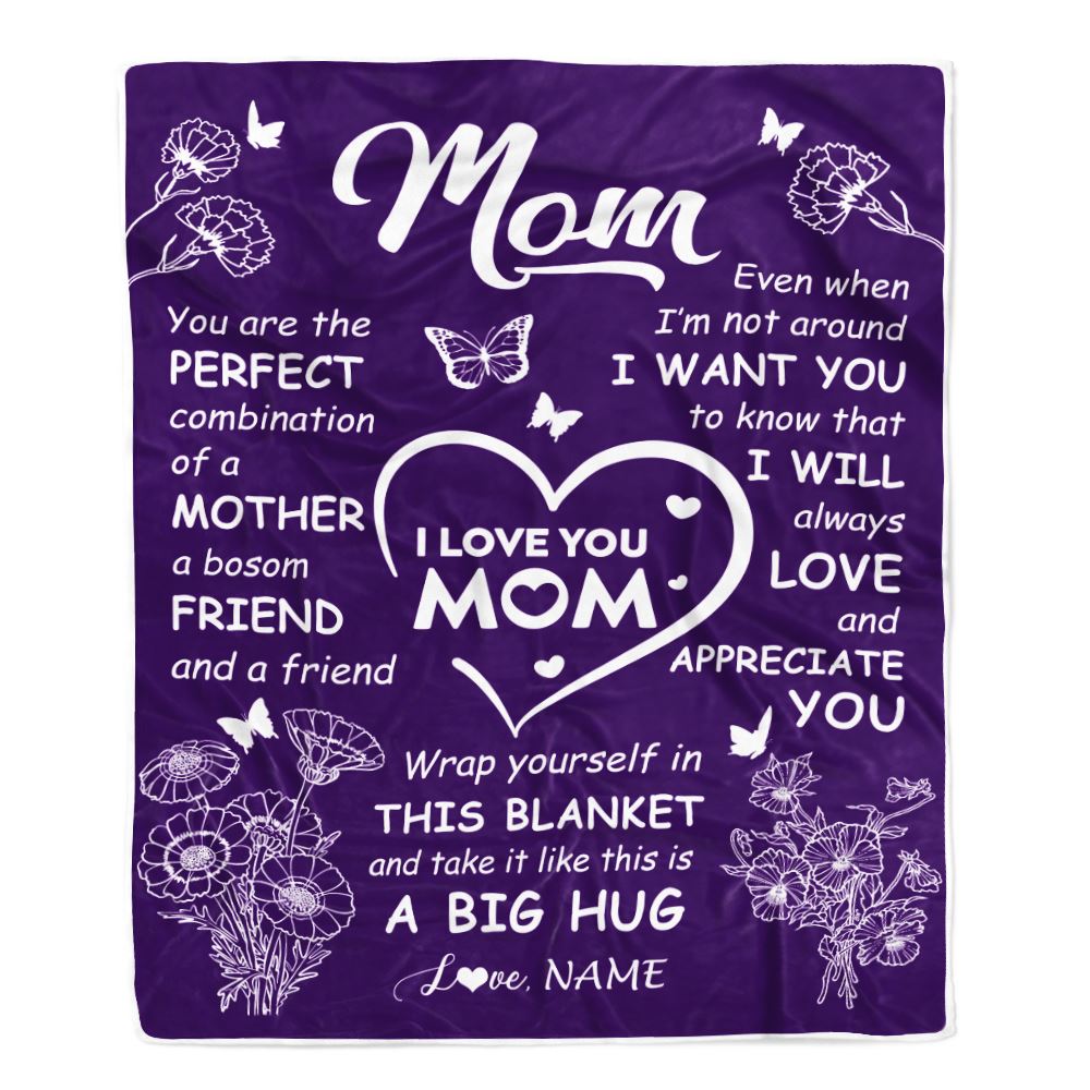 Personalized To My Mom Blanket From Daughter Son Purple You Are The Perfect Mom Mother Birthday Mothers Day Christmas Customized Fleece Throw Blanket | siriusteestore