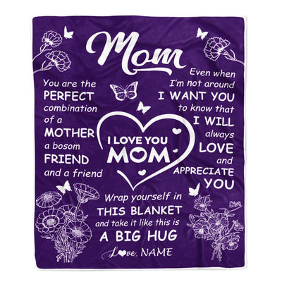 Personalized To My Mom Blanket From Daughter Son Purple You Are The Perfect Mom Mother Birthday Mothers Day Christmas Customized Fleece Throw Blanket | siriusteestore