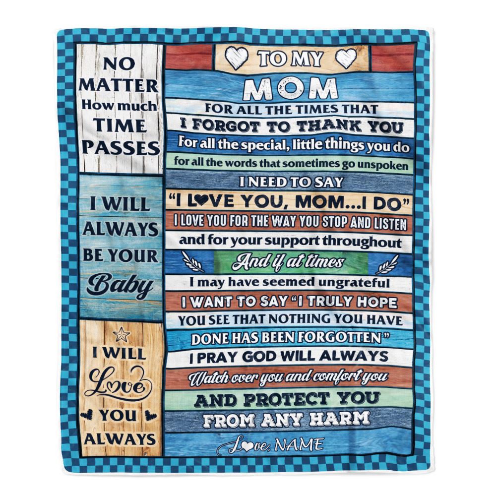 Personalized To My Mom Blanket From Daughter Son Wood I Love You Thank You Mom Birthday Mothers Day Thanksgiving Christmas Customized Gift Fleece Blanket | siriusteestore