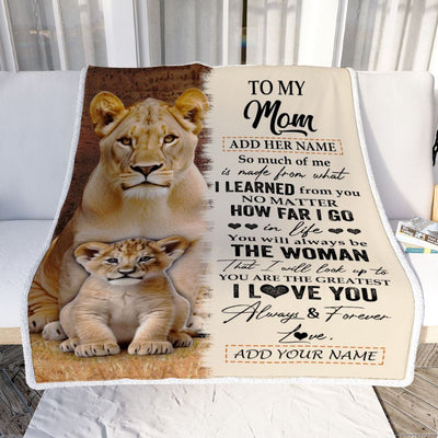 Personalized To My Mom Blanket From Daughter Son You Are The Greatest Lion Mom Birthday Gifts Mothers Day Christmas Customized Travel Fleece Throw Blanket | siriusteestore