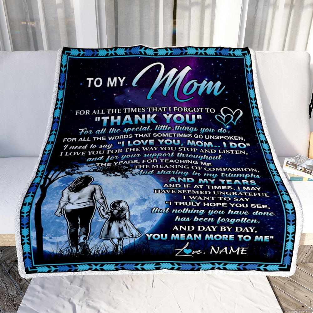 Personalized To My Mom Blanket From Daughter Thank You Day By Day Mom Birthday Mothers Day Thanksgiving Christmas Customized Bed Fleece Blanket | siriusteestore