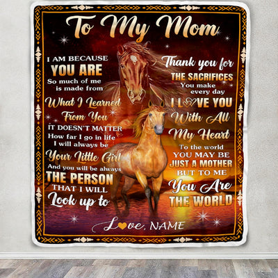 Personalized To My Mom Blanket From Daughter Thank You For The Sacrifices Horse Mom Birthday Mothers Day Thanksgiving Christmas Customized Fleece Blanket | siriusteestore