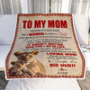 Personalized To My Mom Blanket From Son Lion I Know It's Not Easy For A Man To Raise A Child Mother's Day Birthday Christmas Customized Fleece Blanket | siriusteestore
